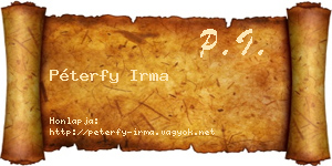 Péterfy Irma névjegykártya