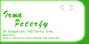 irma peterfy business card